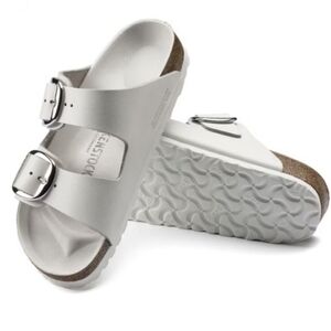 White Sandals with Silver Buckles
